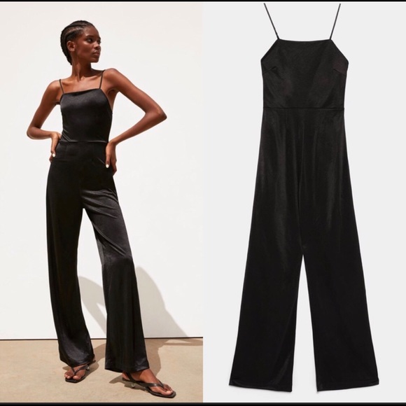 Zara Pants - Zara satin black jumpsuit NWT